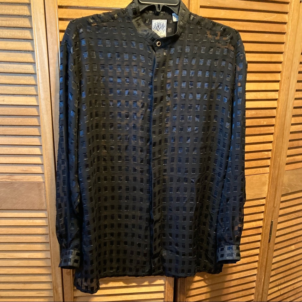 Winners Black Sheer Blade Collar Top/Tunic